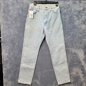 Wrangler Cowboy Cut Slim Fit Jeans womens 9x32 Light Wash Gold Buckle NEW